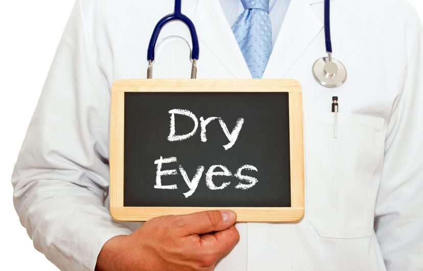 doctor with dry eyes chalkboard